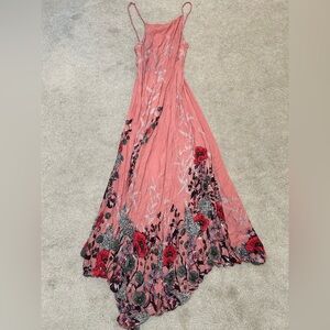 Elegant Pink Floral Maxi Dress